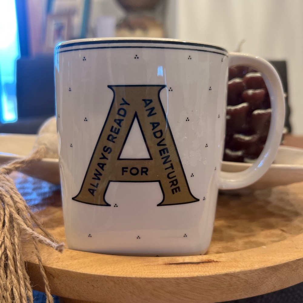 Anthropologie Always Ready For An Adventure Monogram A Speckled Coffee Mug Tea